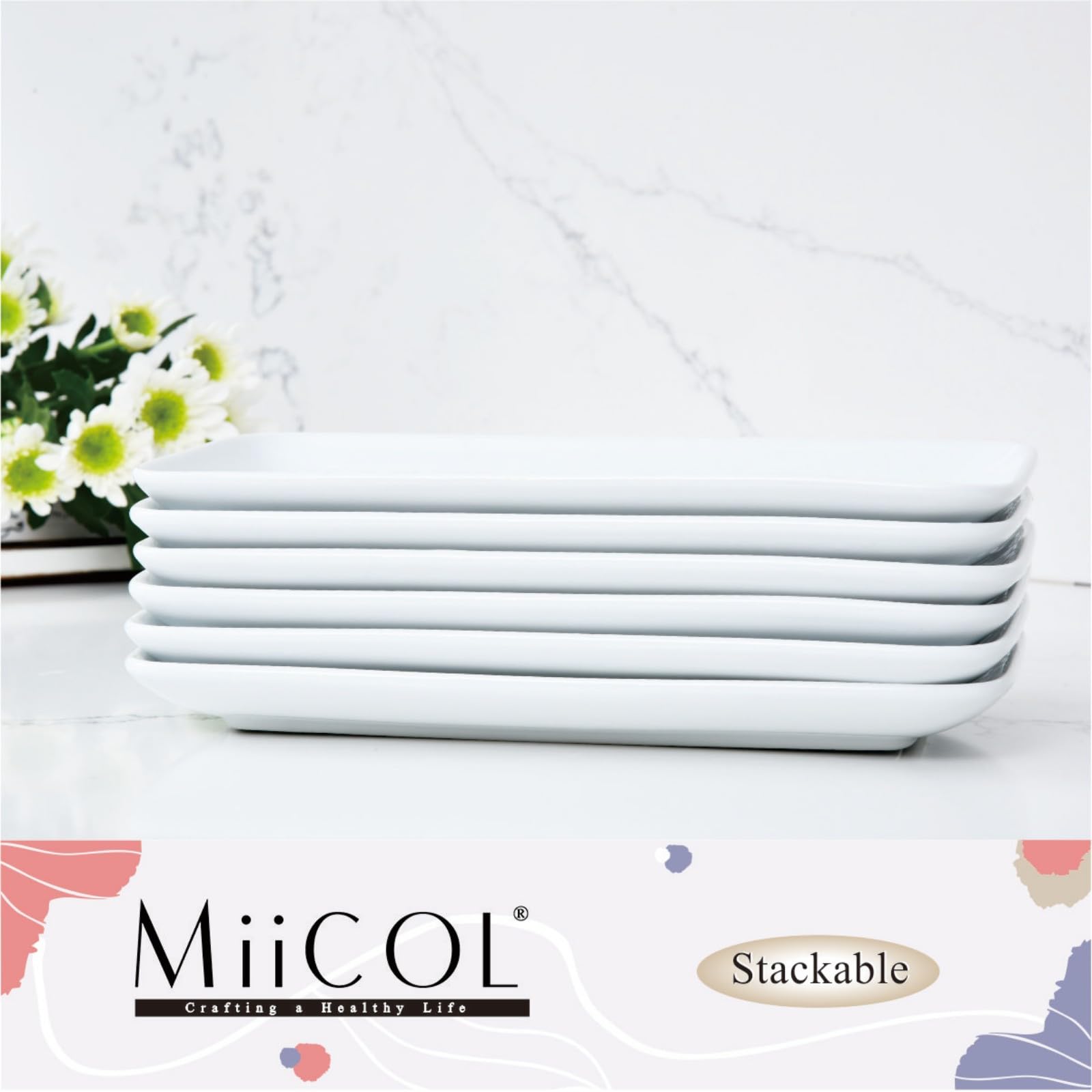 Miicol easy-clean-glossy-glaze finish, smooth surface simplifies cleanup after meals.