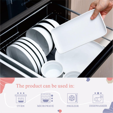 Miicol modern-sushi-plate-set-6-white, suitable for sushi and small bites.