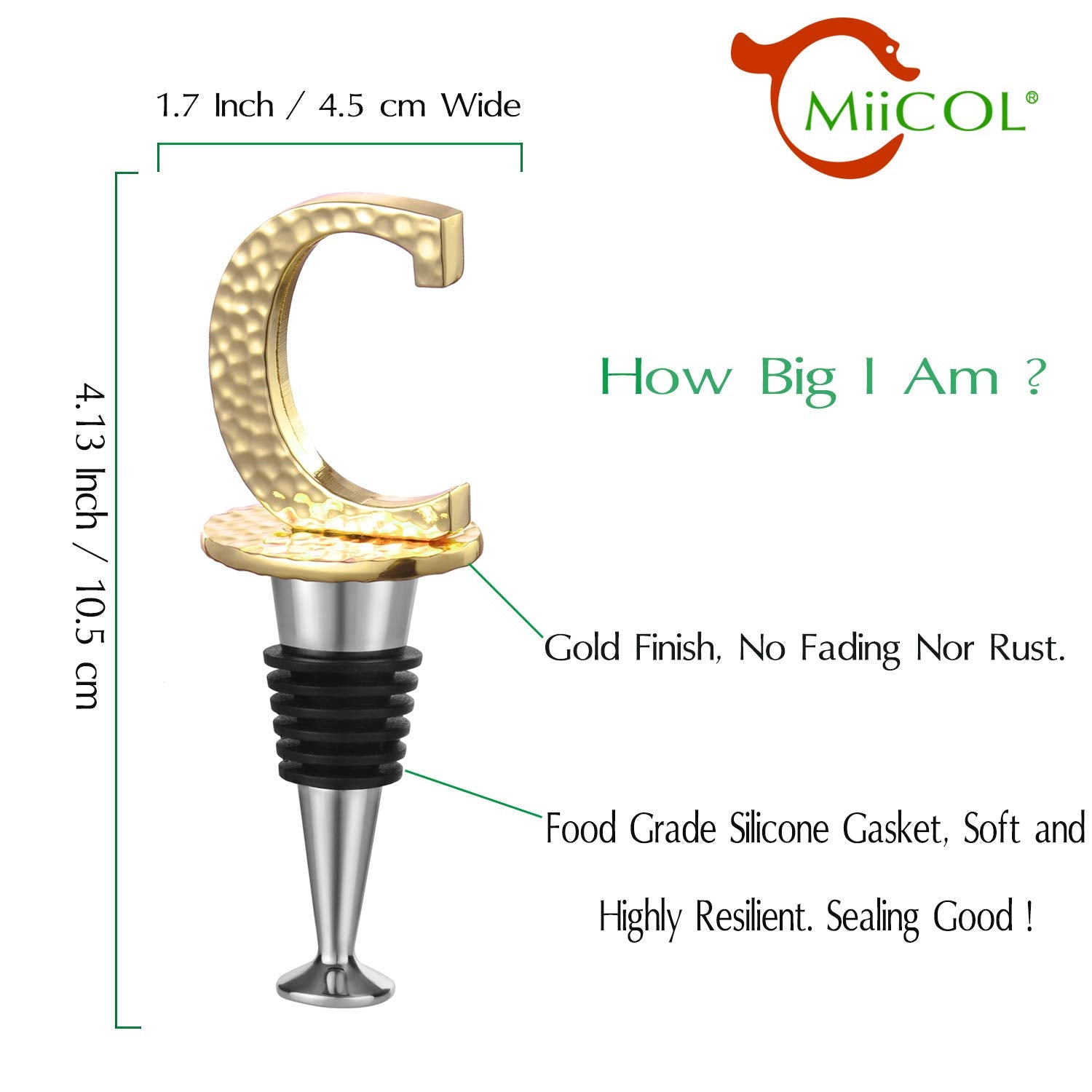 Miicol Prosecco topper in gold adds elegant flair and a secure seal for sparkling wines.