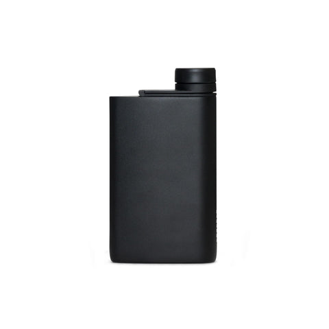 MiiR Aero Flask 8oz black side view shows sleek stainless steel for on-the-go sipping.