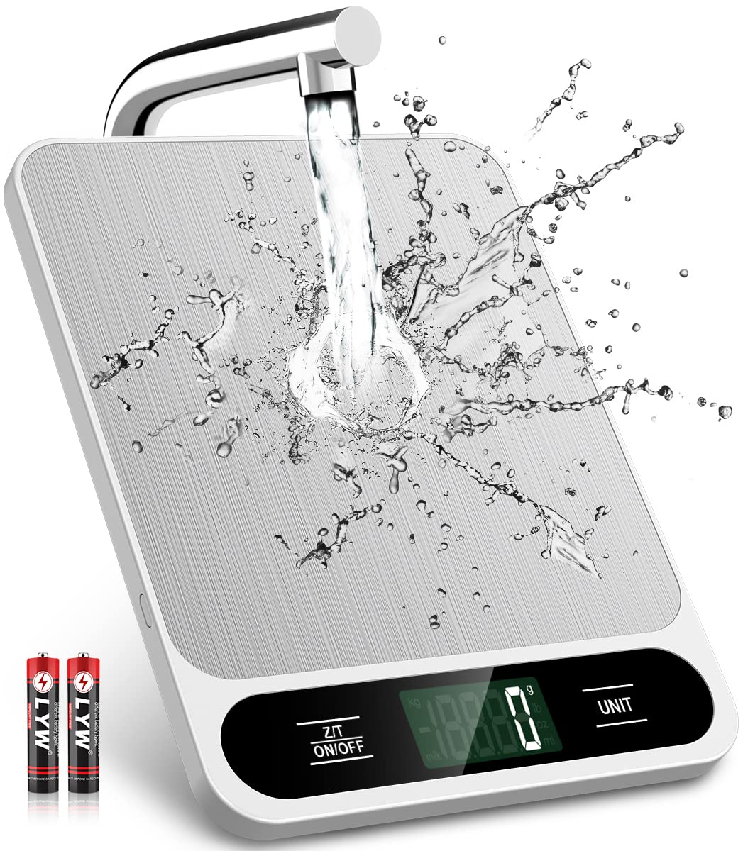 Mik-Nana white food scale with digital display for precise measurements.