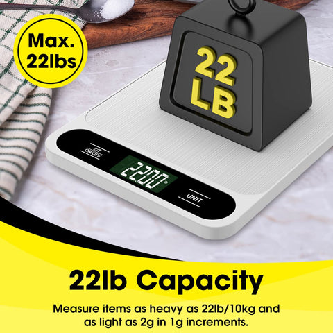 Mik-Nana white scale with stainless steel platform for quick cleaning.