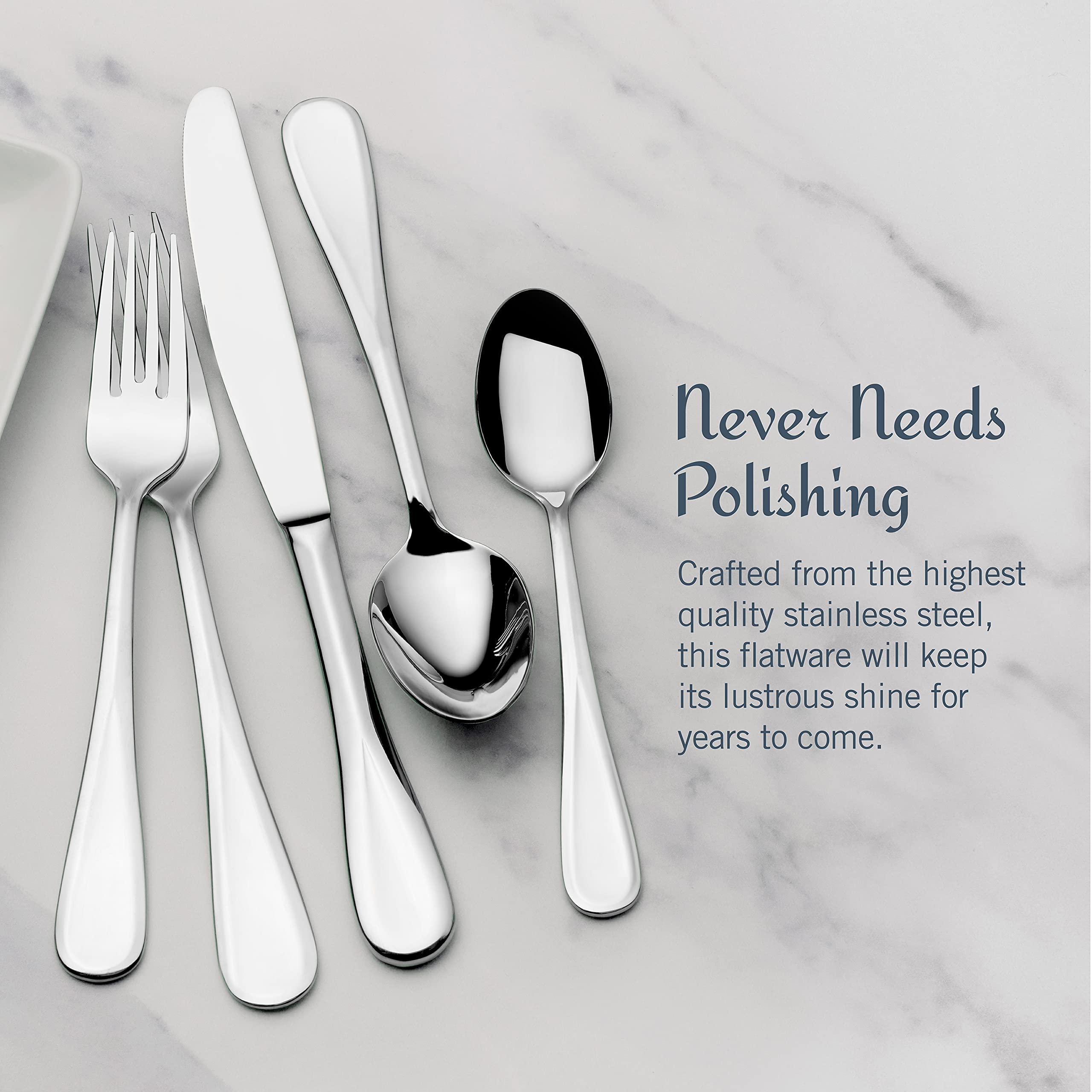 Mikasa Bravo serving set with spoon and forks improves serving at family dinners.