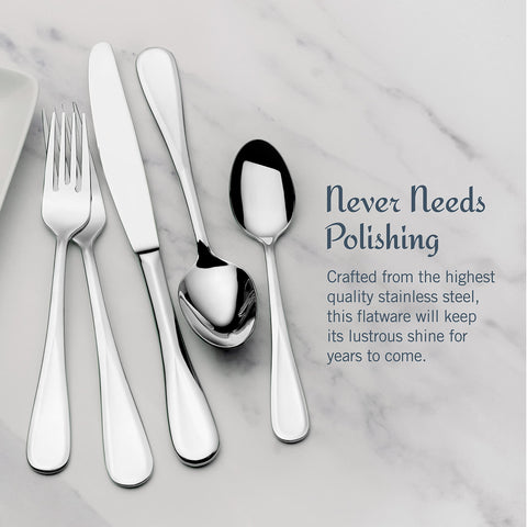 Mikasa Bravo serving set with spoon and forks improves serving at family dinners.
