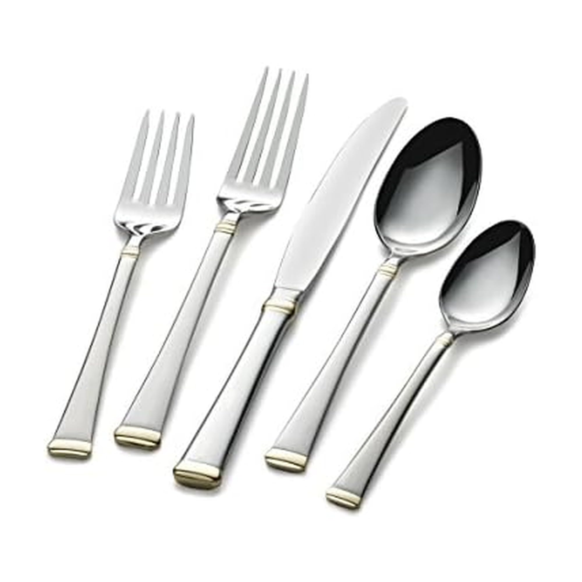 Mikasa Gold Accent Harmony flatware set arranged for a twelve-place dining service.