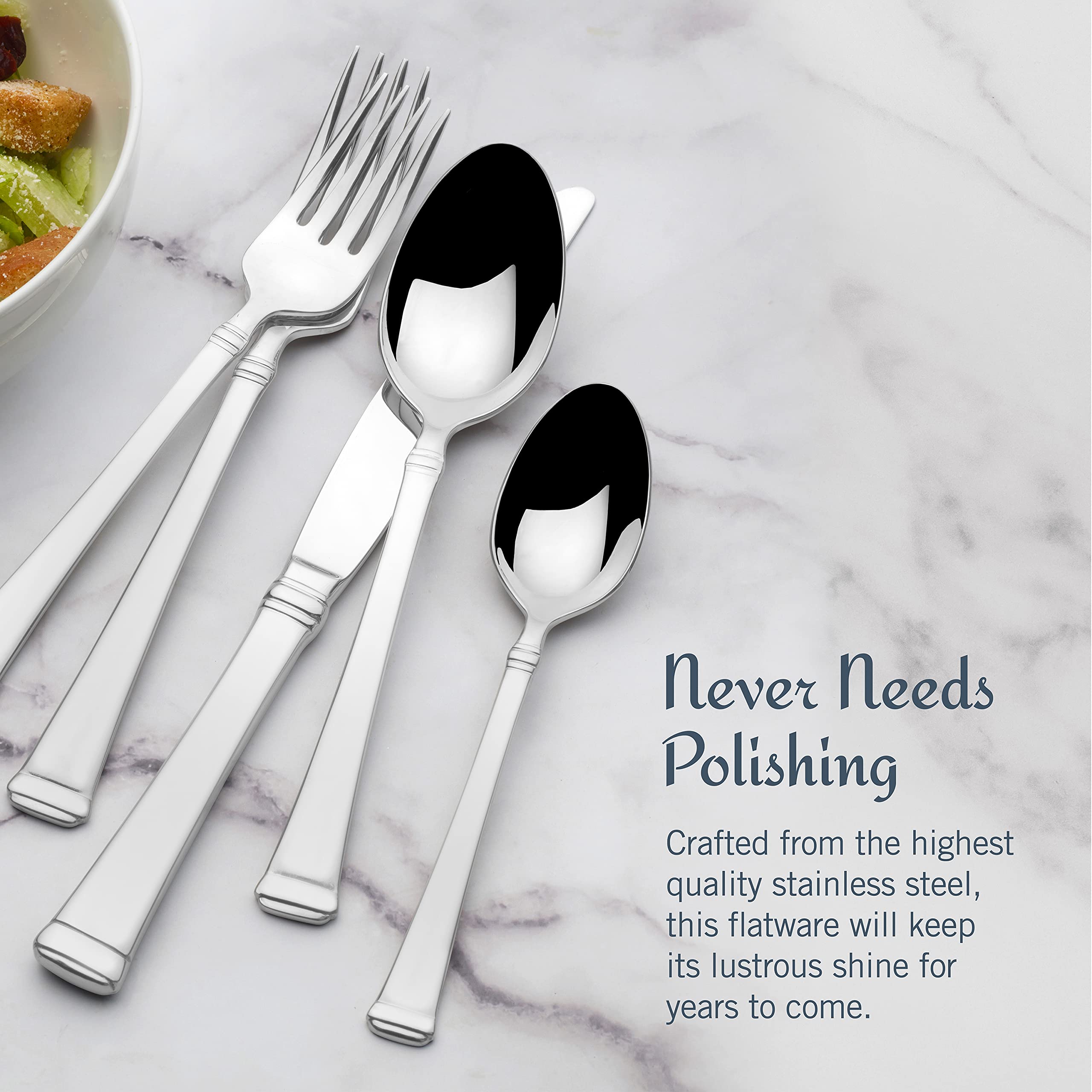 Mikasa Harmony salad fork with flaring handle and durable finish