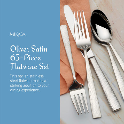 Mikasa Oliver Satin salad fork beside a modern place setting
