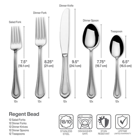 Mikasa Regent Bead butter knife with smooth edges for spreading.