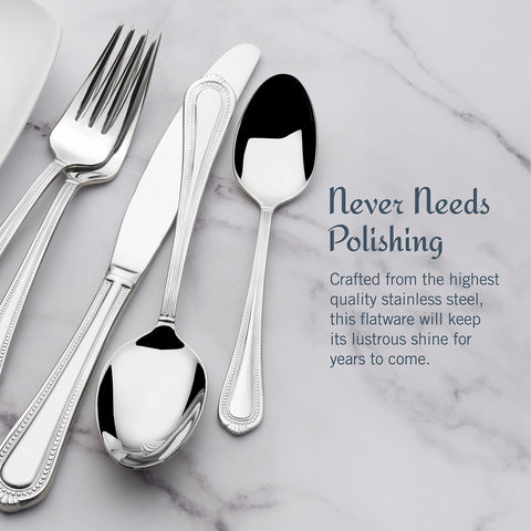 Mikasa Regent Bead salad fork with beaded edge for elegant table setting.