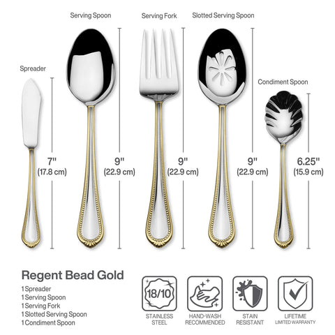Mikasa Regent Gold Bead Pierced Tablespoon, decorative serving option.