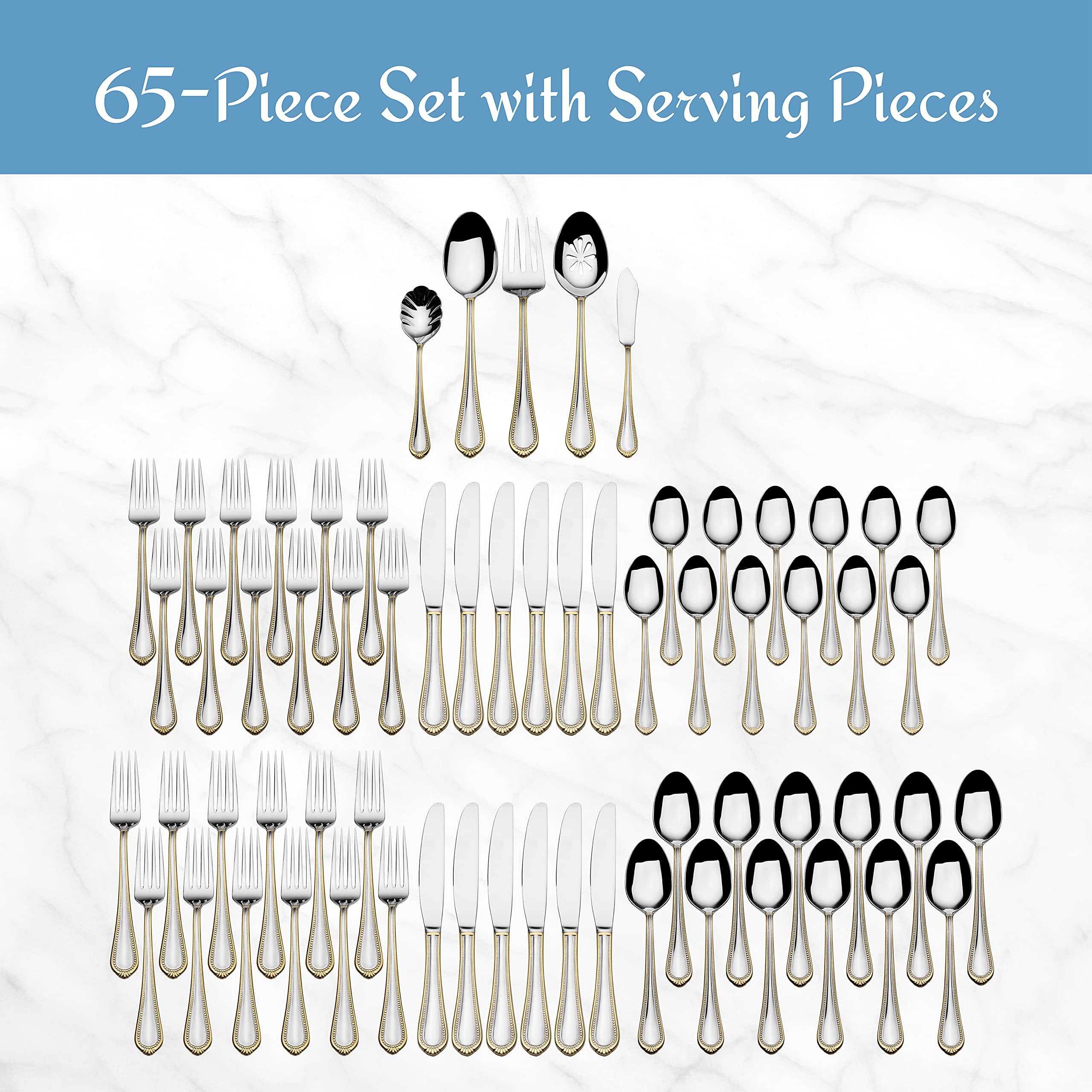 Mikasa Regent Gold Bead Salad Fork, subtle gold detail.