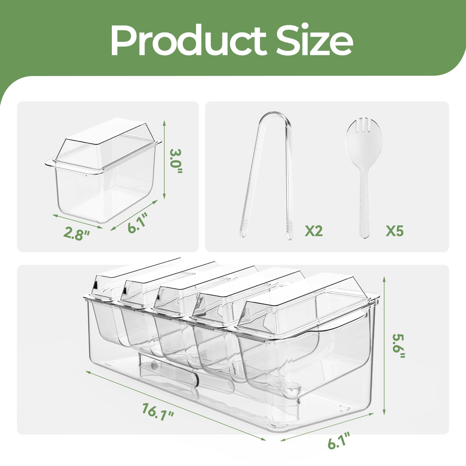 MIKESIER condiment caddy lids closeup showing separate lids and freshness