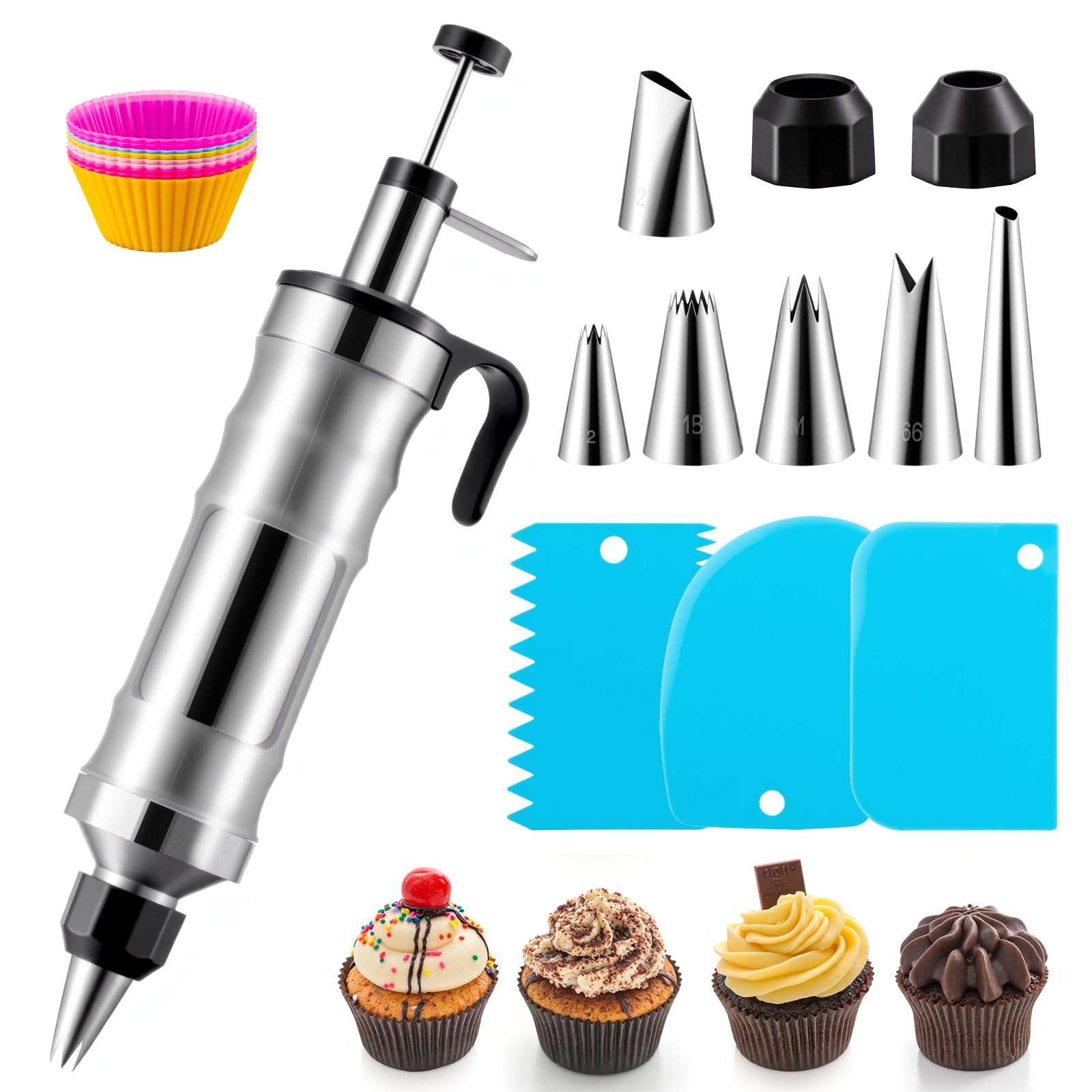 MIKESIER dessert syringe set with frosting gun for precise cake decorating