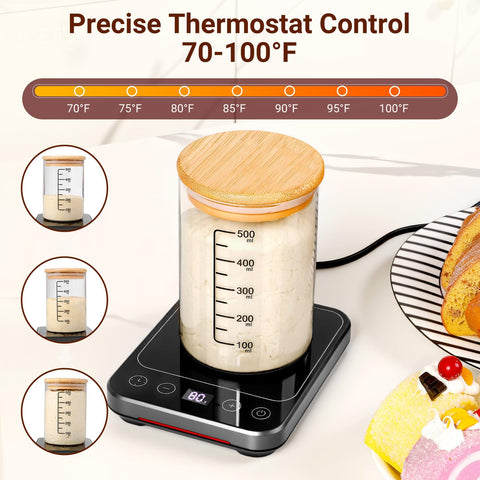 MIKESIER Sourdough Warmer fits 24–40oz jars for versatile batch sizes