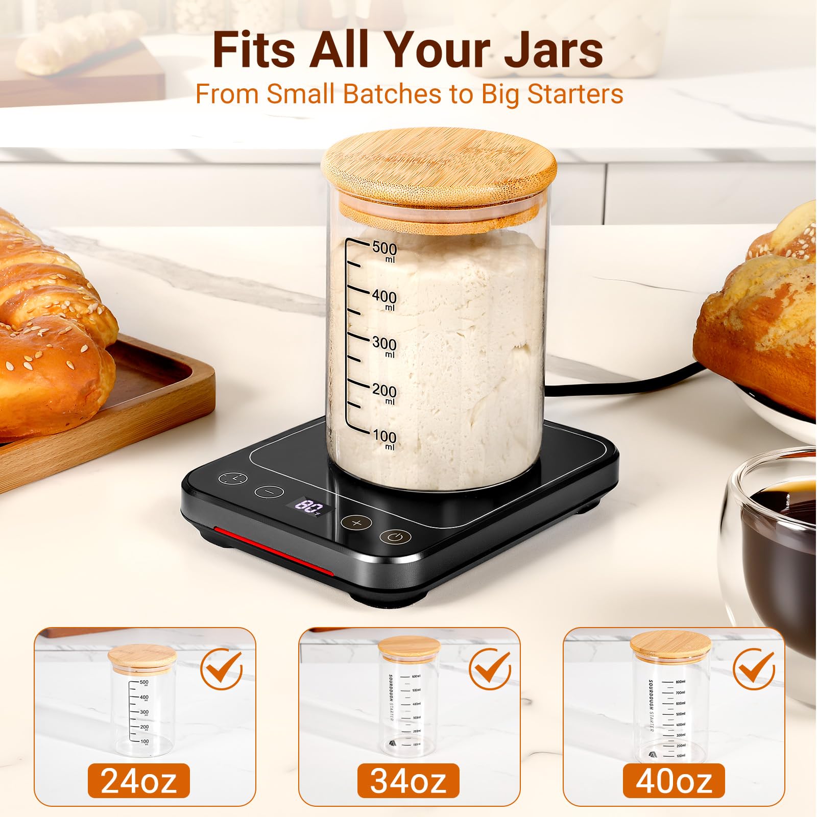 MIKESIER Sourdough Warmer with stable US plug for reliable power