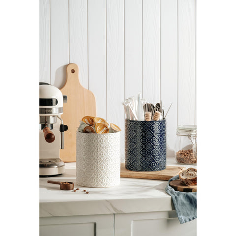 MIKIGEY ceramic utensil holder with heavy base resists tipping during busy cooking