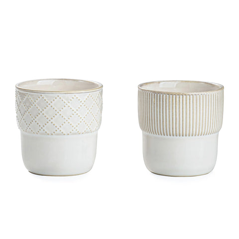 MIKIGEY espresso cups with embossed stripes for stylish mornings