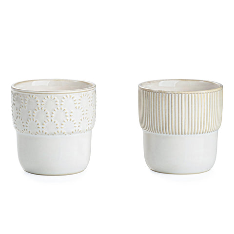 MIKIGEY espresso cups with embossed stripes—perfect for home barista moments.