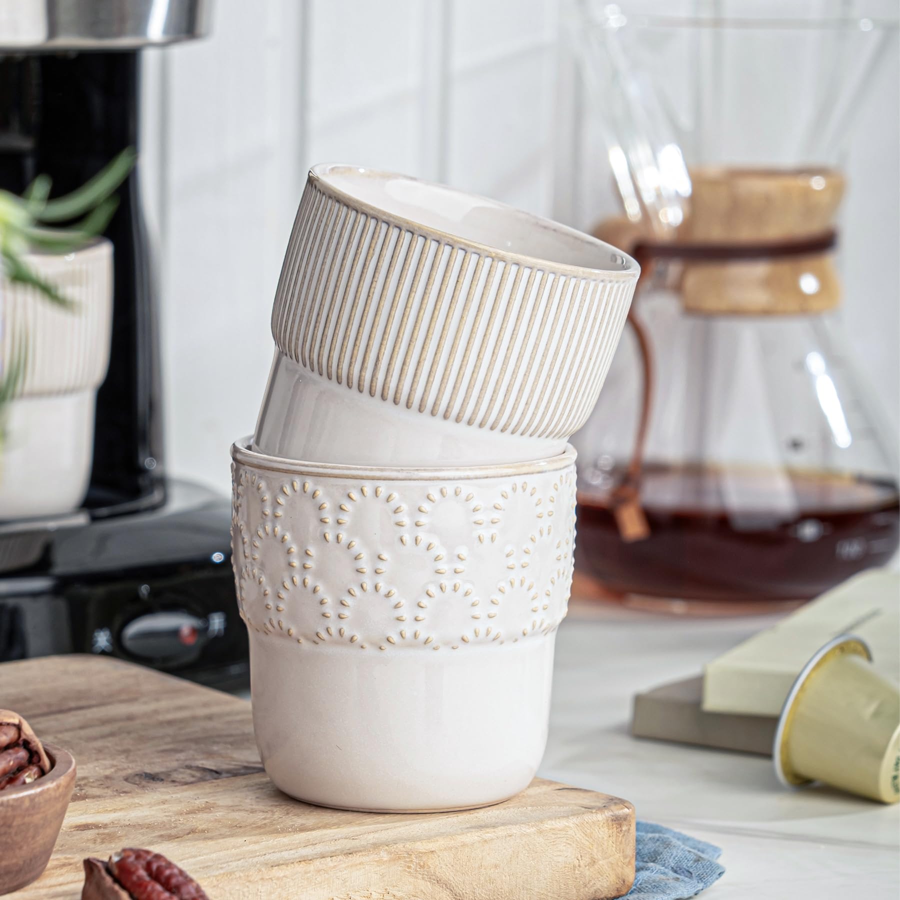 MIKIGEY espresso cups add farmhouse decor to kitchen and cafe.