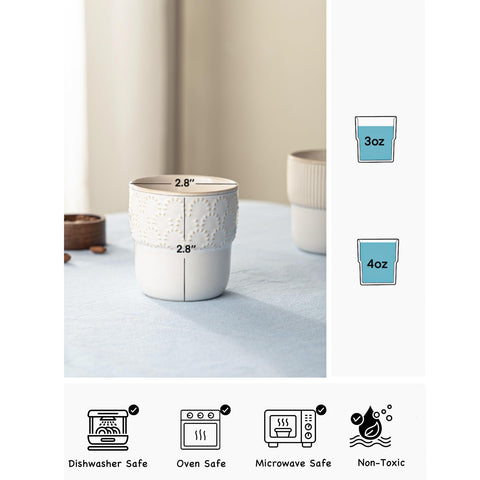 MIKIGEY espresso cups are microwave safe for quick reheats.