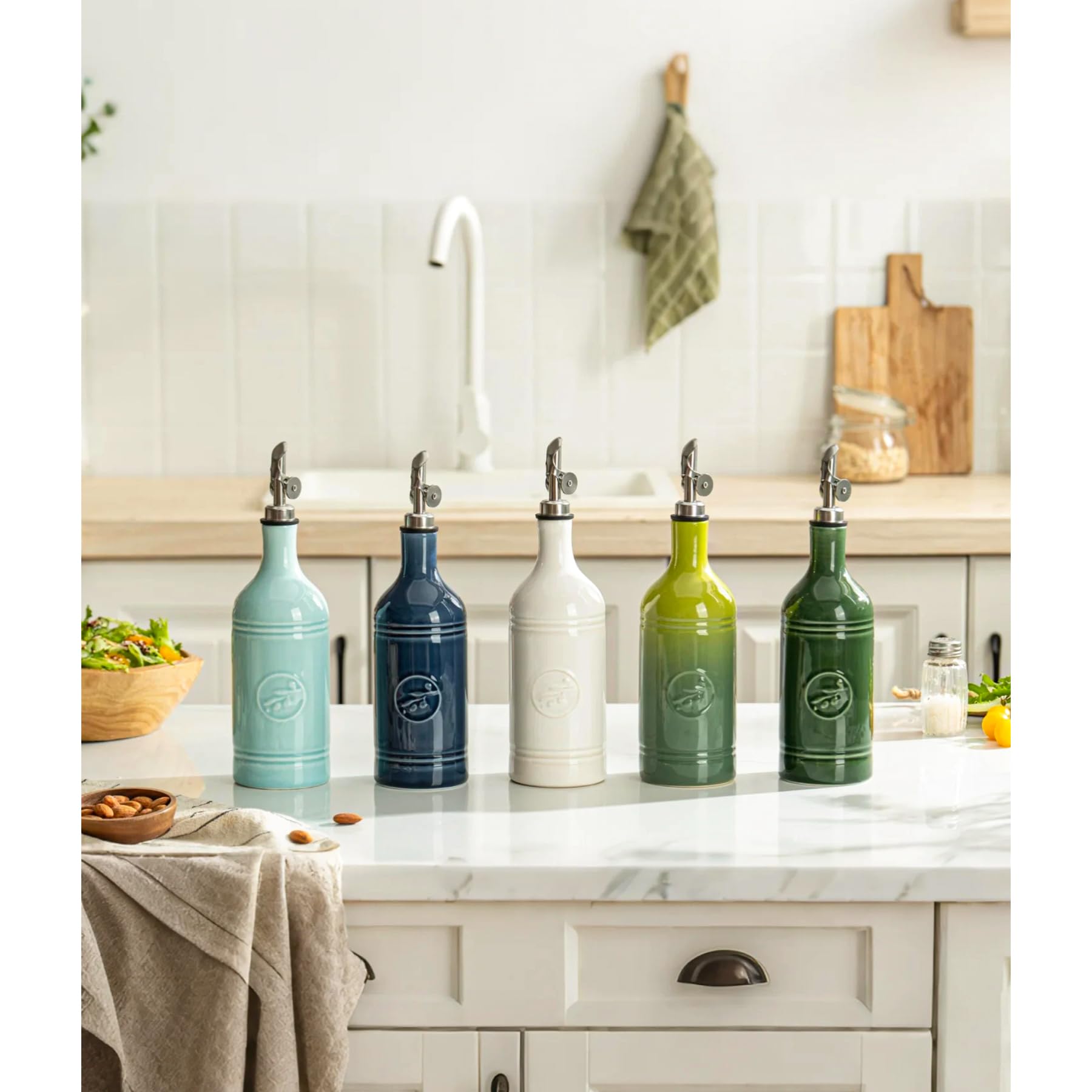MIKIGEY jade green olive oil bottle adds color and style to your kitchen
