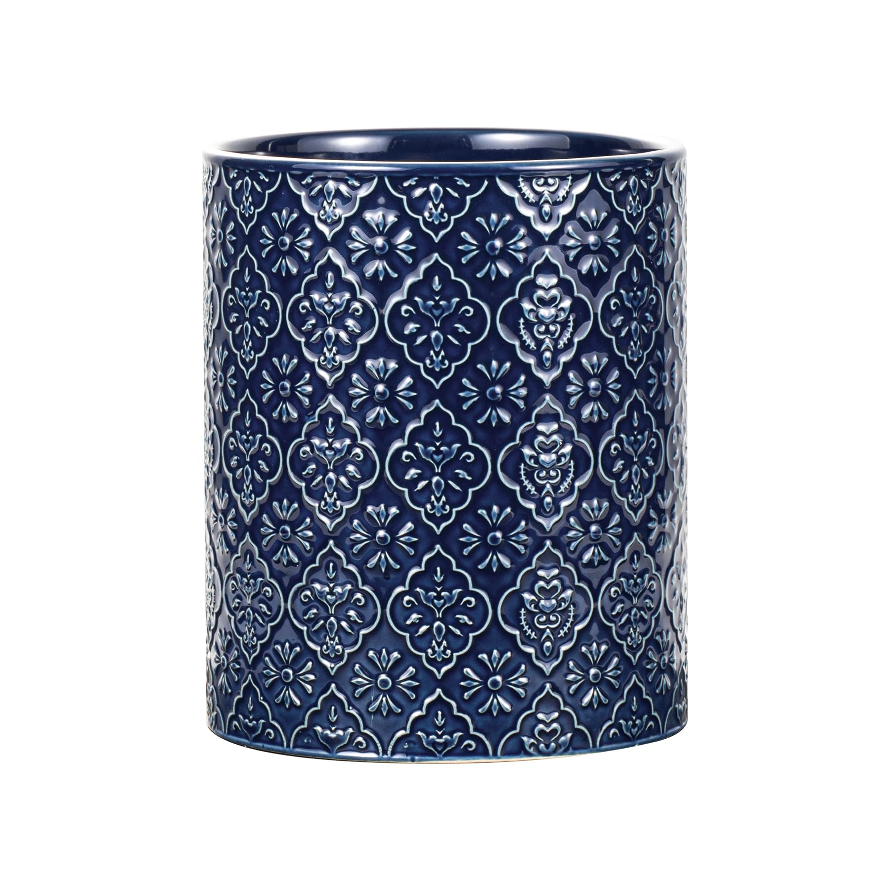 MIKIGEY kitchen utensil holder with embossed pattern keeps counters stylish and organized