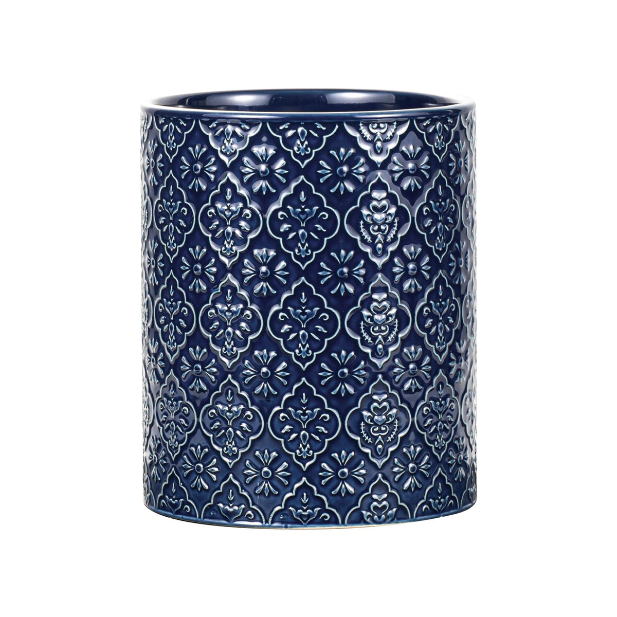 MIKIGEY kitchen utensil holder with embossed pattern keeps counters stylish and organized