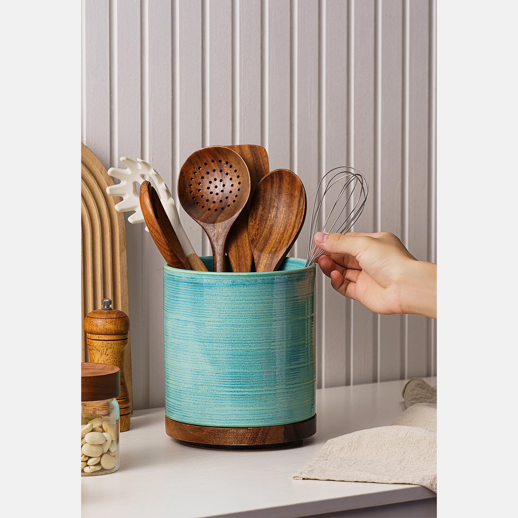 MIKIGEY decorative yet practical kitchen organizer blends farmhouse charm with function