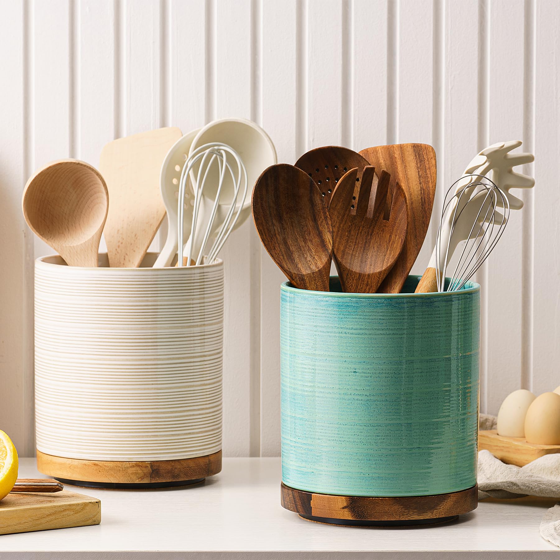 MIKIGEY extra large capacity holds spatulas, ladles, and more for organized counters