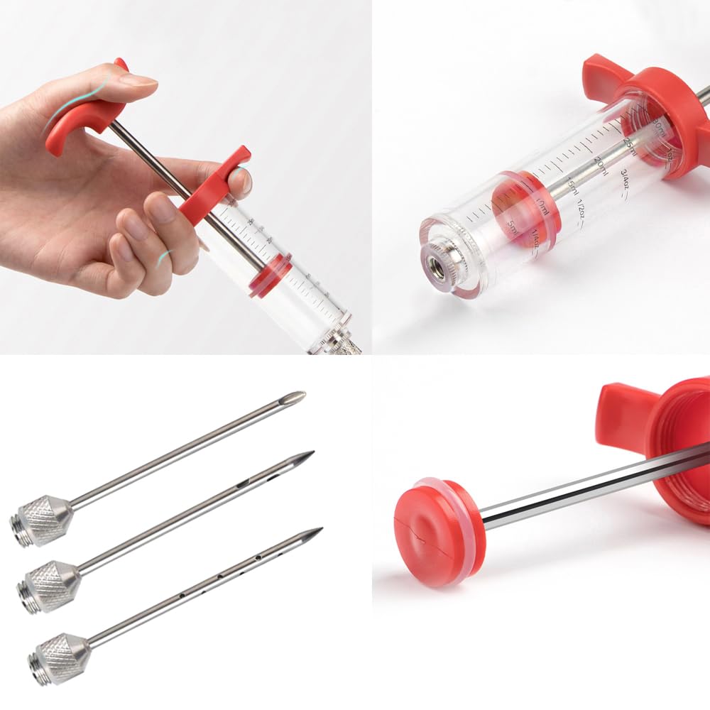 Mikim cleaning brush for syringe enables quick cleanup after grilling
