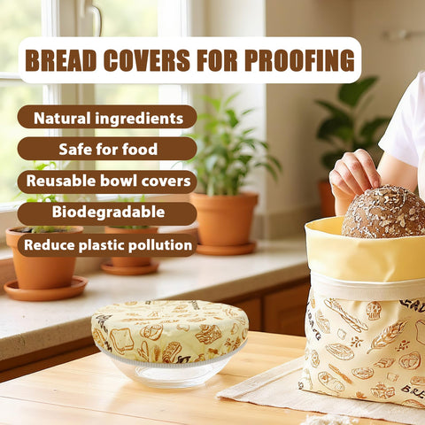 MIKIPLUM elastic bread-proofing bowl cover fits 10-inch bowls, shields dough from drying.