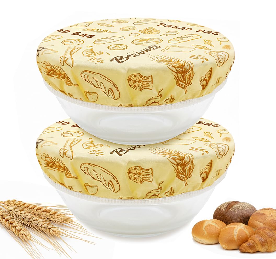 MIKIPLUM reusable beeswax bowl covers, 10-inch, ideal for bread proofing and dough hydration.