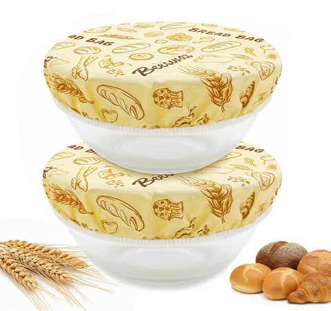 MIKIPLUM reusable beeswax bowl covers, 10-inch, ideal for bread proofing and dough hydration.