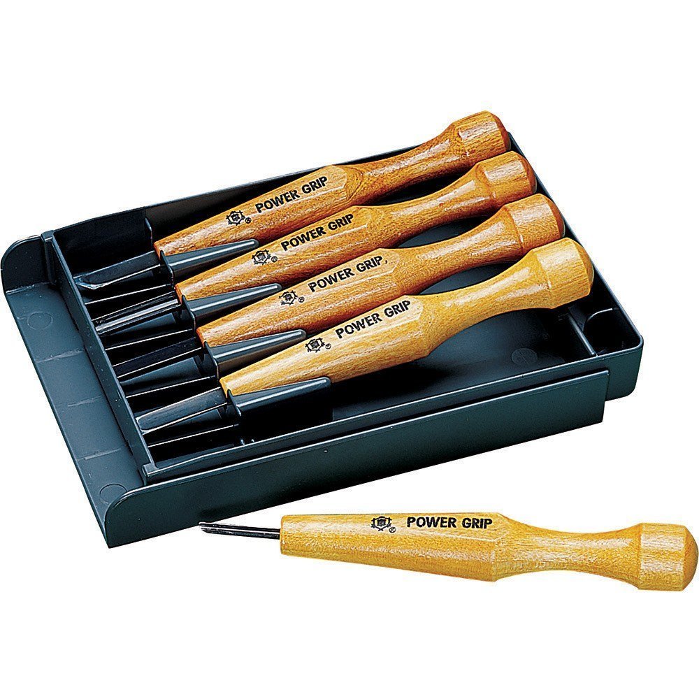 Mikisyo Rockler carving set with ergonomic grips for precise carving.