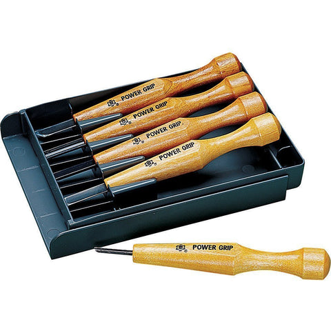 Mikisyo Rockler carving set with ergonomic grips for precise carving.