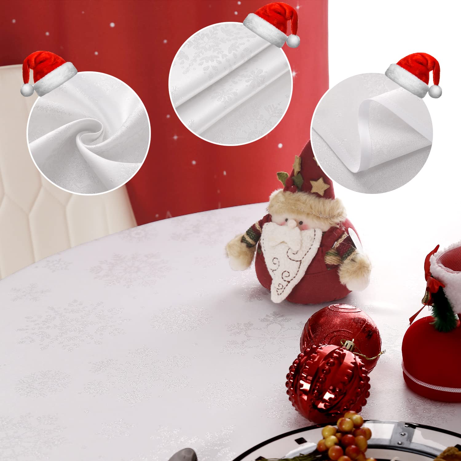 MikiUp festive dining setup with tablecloth for Christmas gatherings.