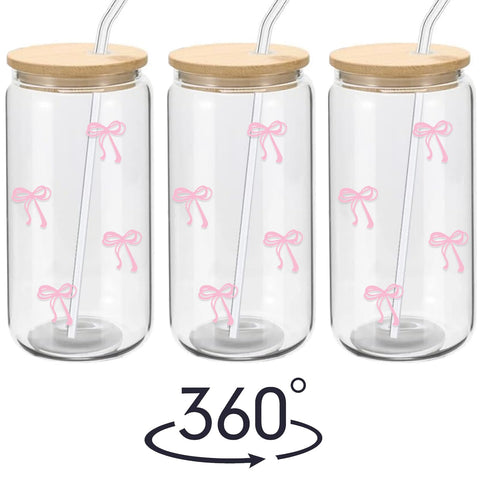Mikopei Coquette glass cup with lid and straw prevents spills during on-the-go sipping.