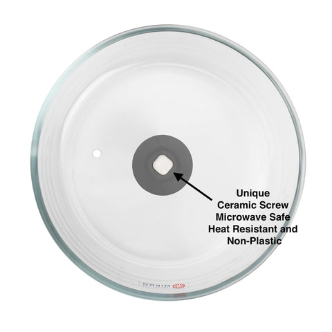 Mikro Innovations glass cover fits most bowls and plates for mess-free heating.
