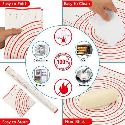 MIKULA 2-in-1 bench scraper and pizza cutter for efficient cleanup.
