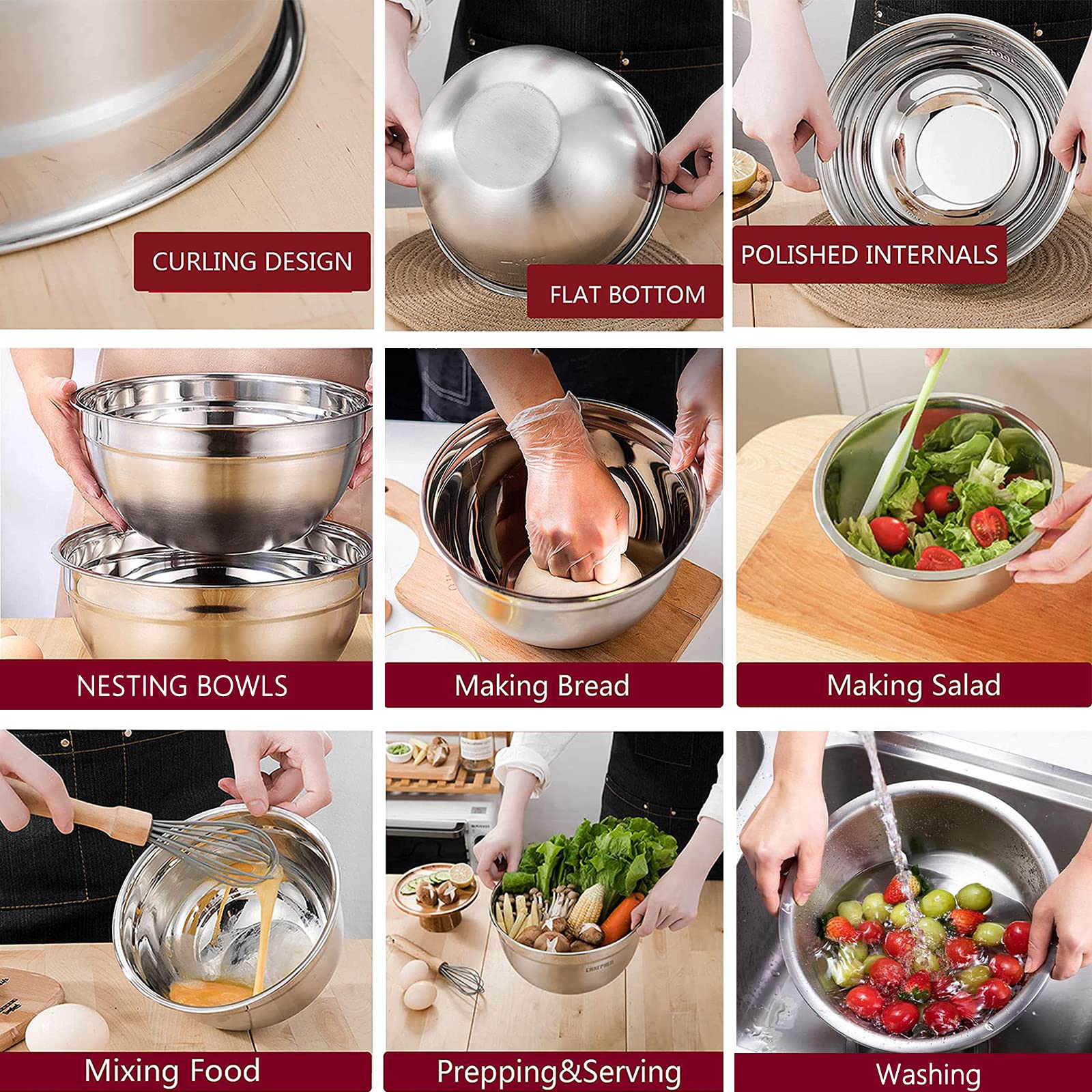 MIKULA mixing bowls 4-5qt with lid ideal for dough and batter