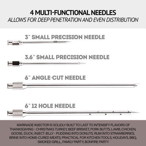 Milagroso garlic-herbs injection needles infuse bold flavors into smaller meat chunks.