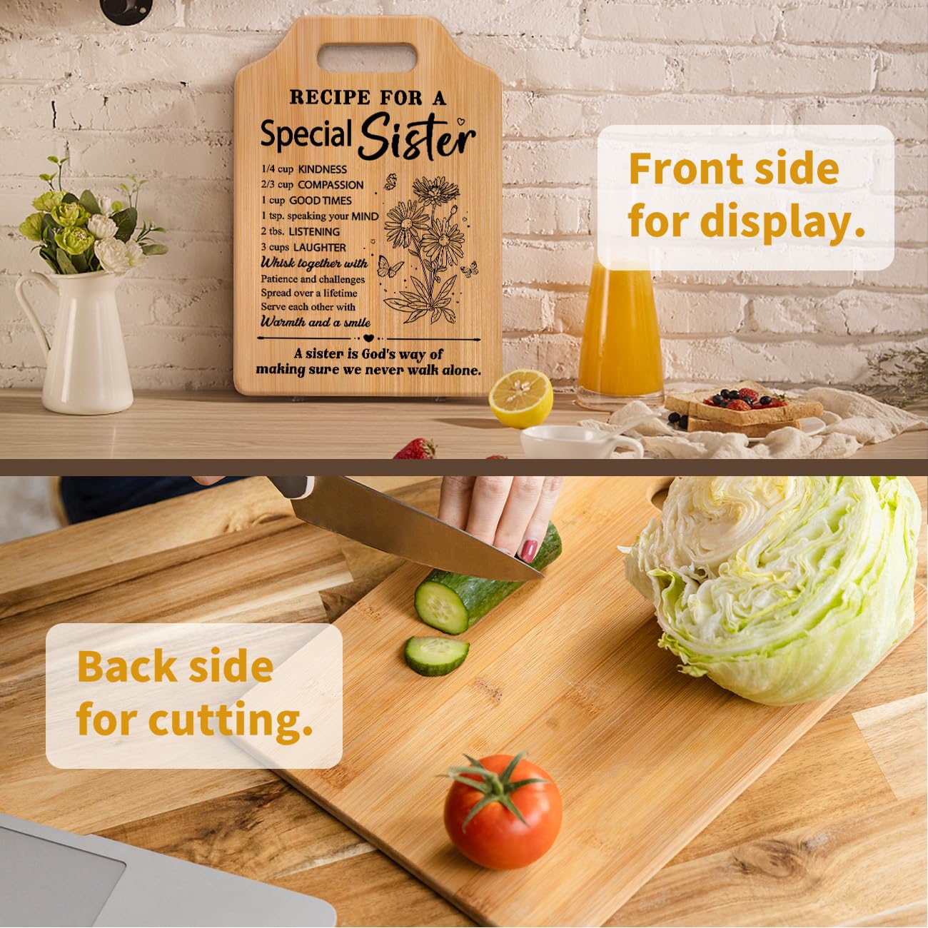 Milcier sister birthday gift cutting board, thoughtful keepsake