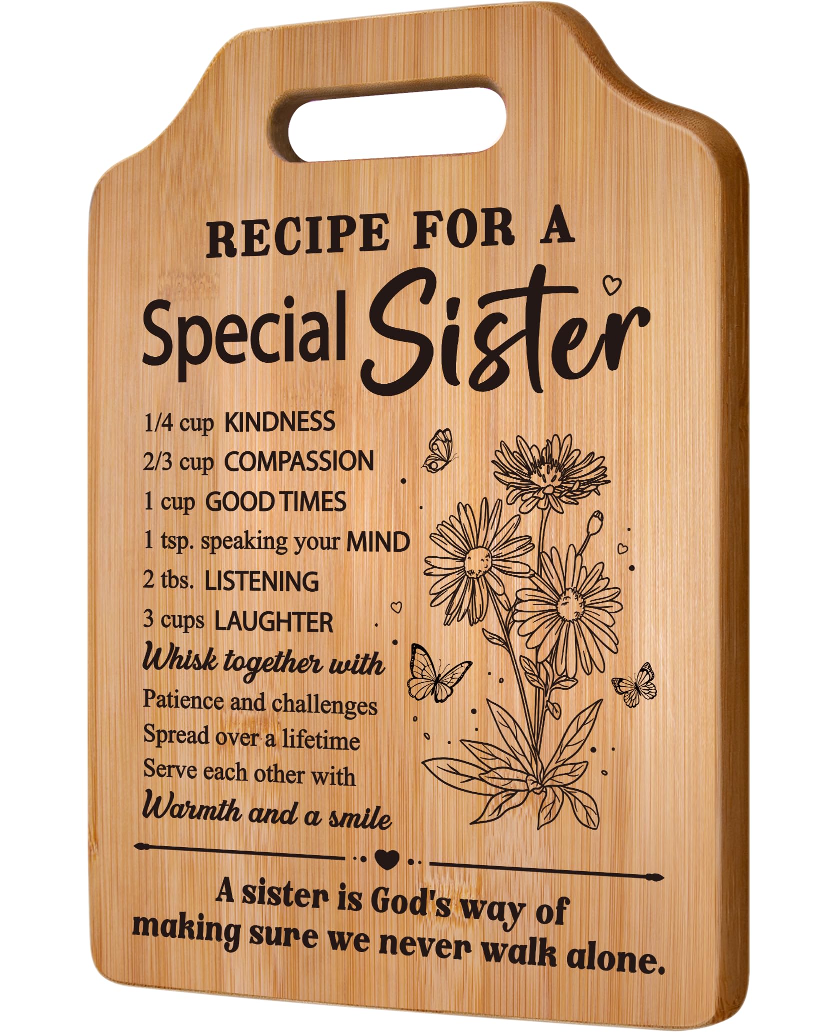 Milcier sister cutting board with poem design for a heartfelt birthday gift