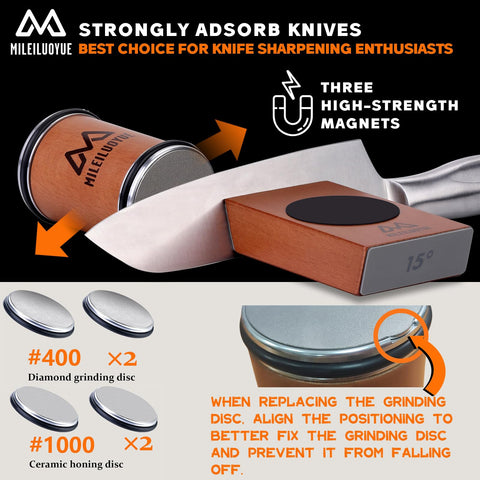 MILEILUOYUE 15°/20° angle guide display for versatile sharpening.