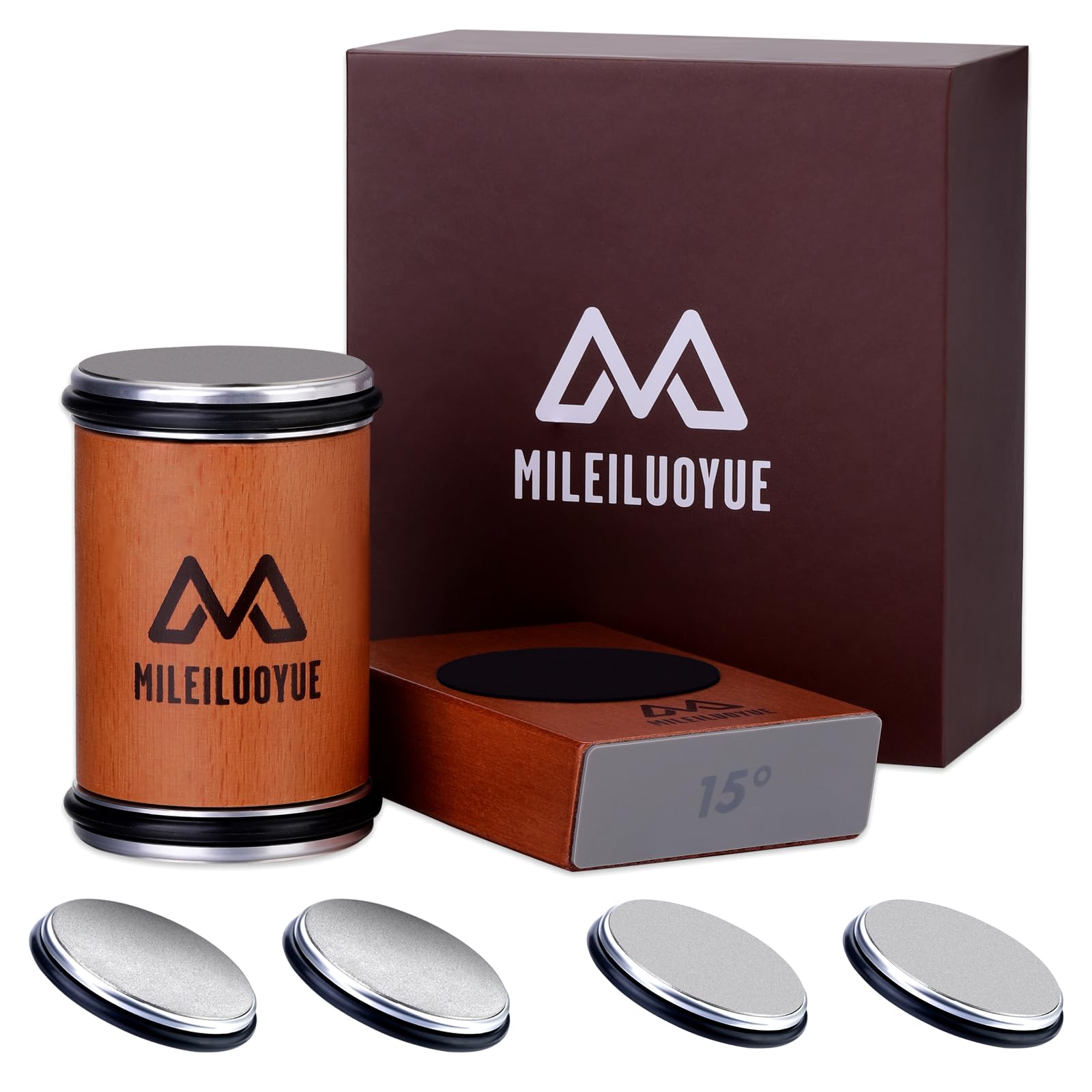 MILEILUOYUE rolling knife sharpener kit in use for easy edge maintenance.