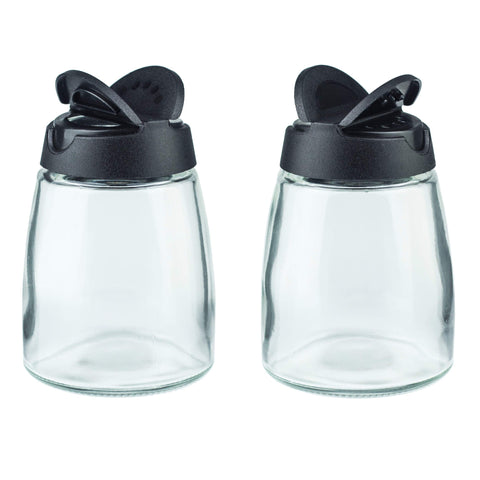 MILEKE salt and pepper shaker 150ml compact with clear glass for easy content checks.