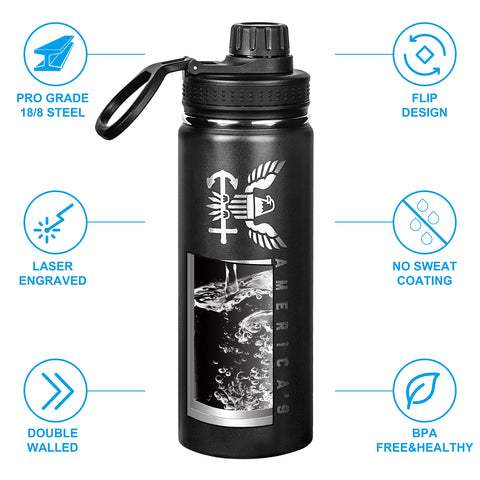 Military Gift Shop Navy water bottle 18-8 stainless steel for durability