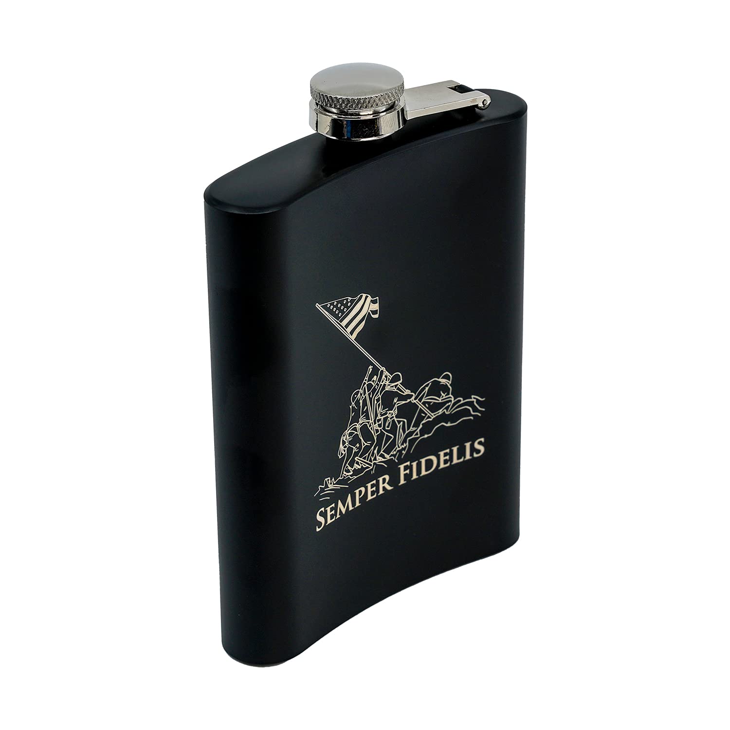Military Gift Shop USMC flask perfect for camping, hiking and tailgating.