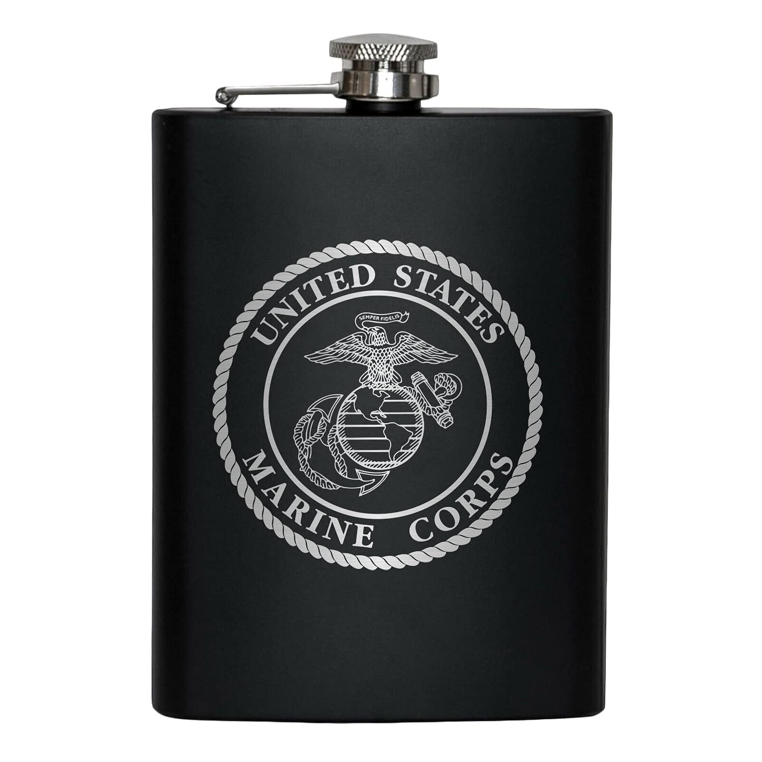 Military Gift Shop USMC flask veteran-owned product made in USA.