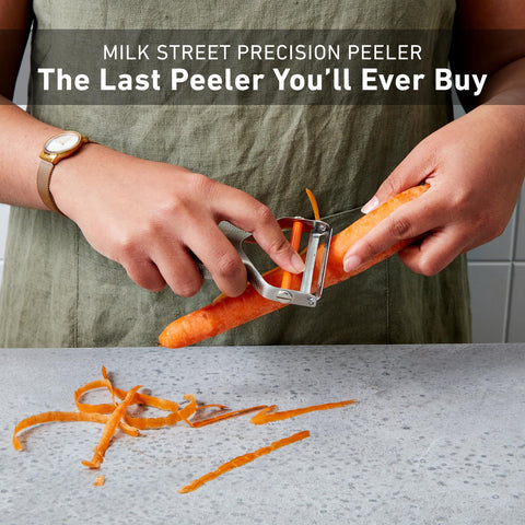 Milk Street Precision Peeler glides over carrots for even, clean peels.
